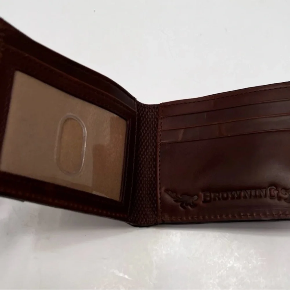Browning Genuine Leather Western Bi-fold Billfold Men's Wallet, Brown